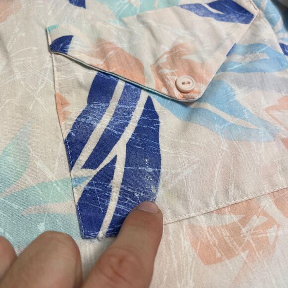 Vintage 70s/80s tropical blouse, size 42 KBJ Wear California pink & blue shirt - Picture 4 of 9